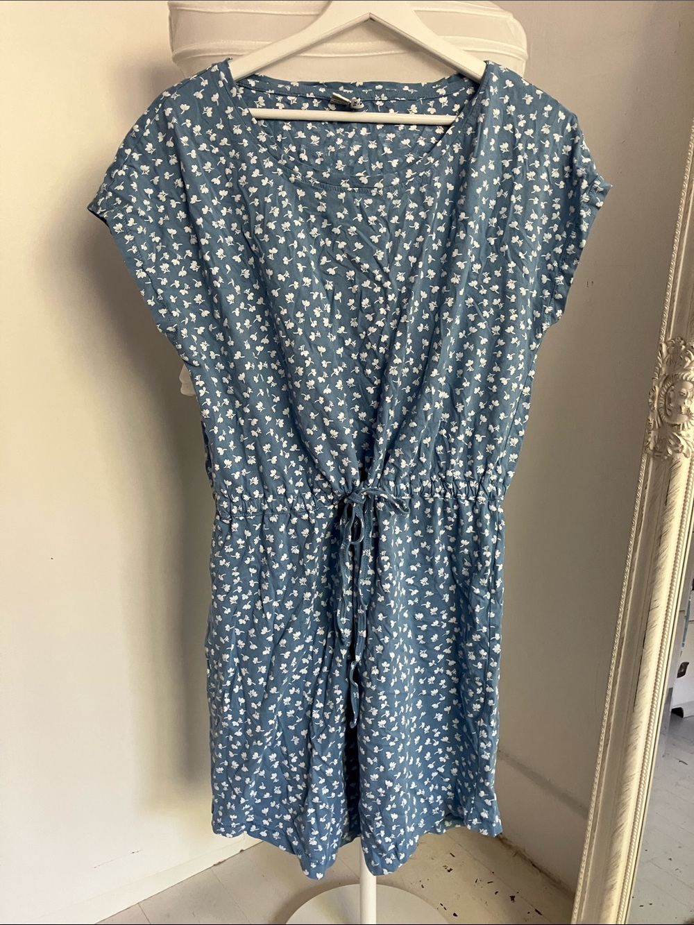 Only Blue Floral Drawstring Waist Dress